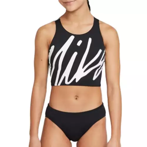 Girls' Nike Script Logo Crossback Midkini Set Tankini Set Swimsuit 1 Girls' Nike Script Logo Crossback Midkini Set Tankini Set Swimsuit