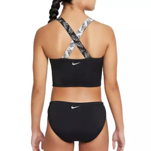 Girls' Nike Script Logo Crossback Midkini Set Tankini Set Swimsuit 2 Girls' Nike Script Logo Crossback Midkini Set Tankini Set Swimsuit - Image 2